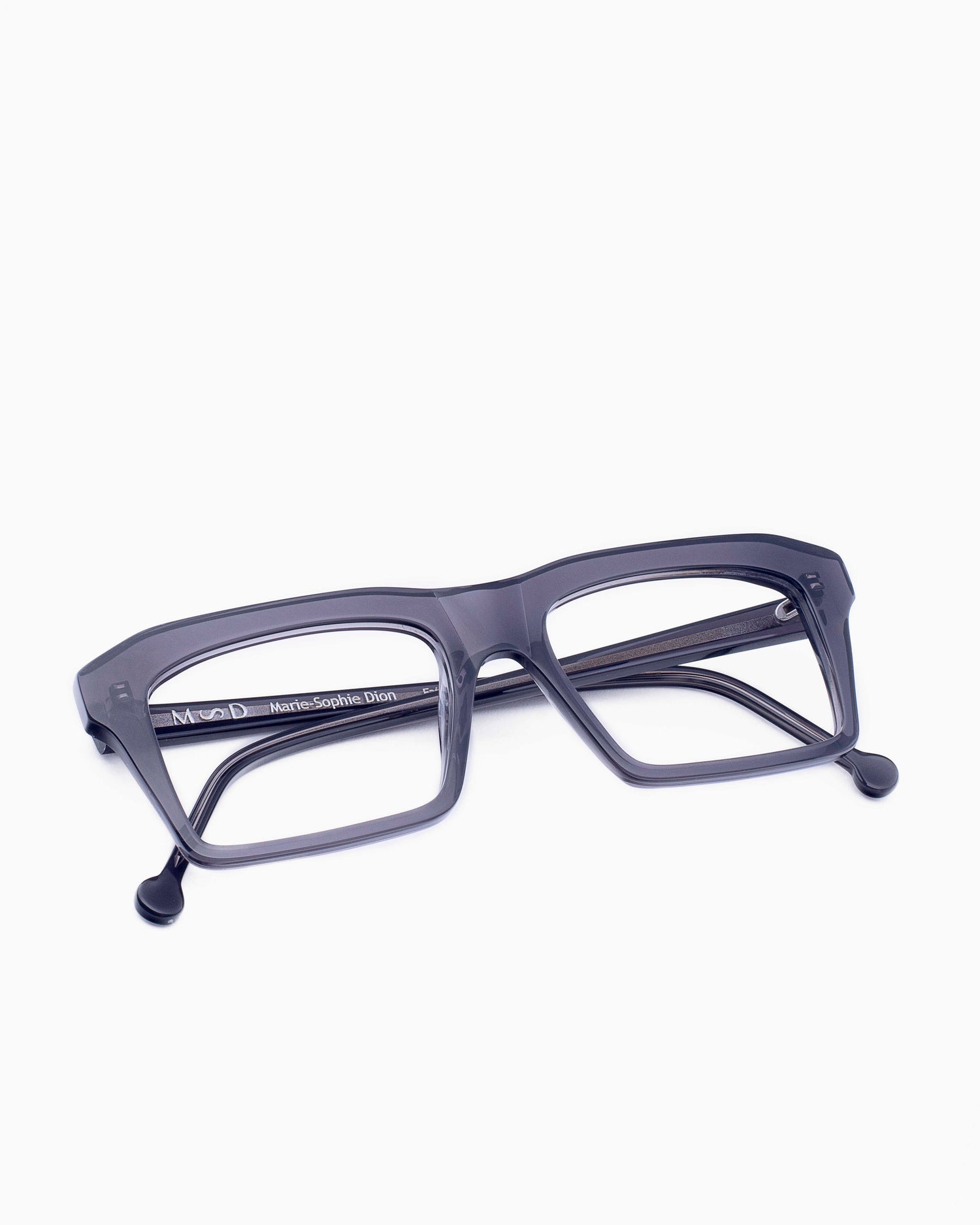 grey plastic rectangle eyeglasses by Marie-Sophie Dion model Kirk, front view, lunettes de vue rectangle couleur Gris