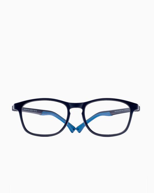 black plastic rectangle eyeglasses by Nanovista Kids model POWERUP, front view, lunettes de vue rectangle couleur Noir