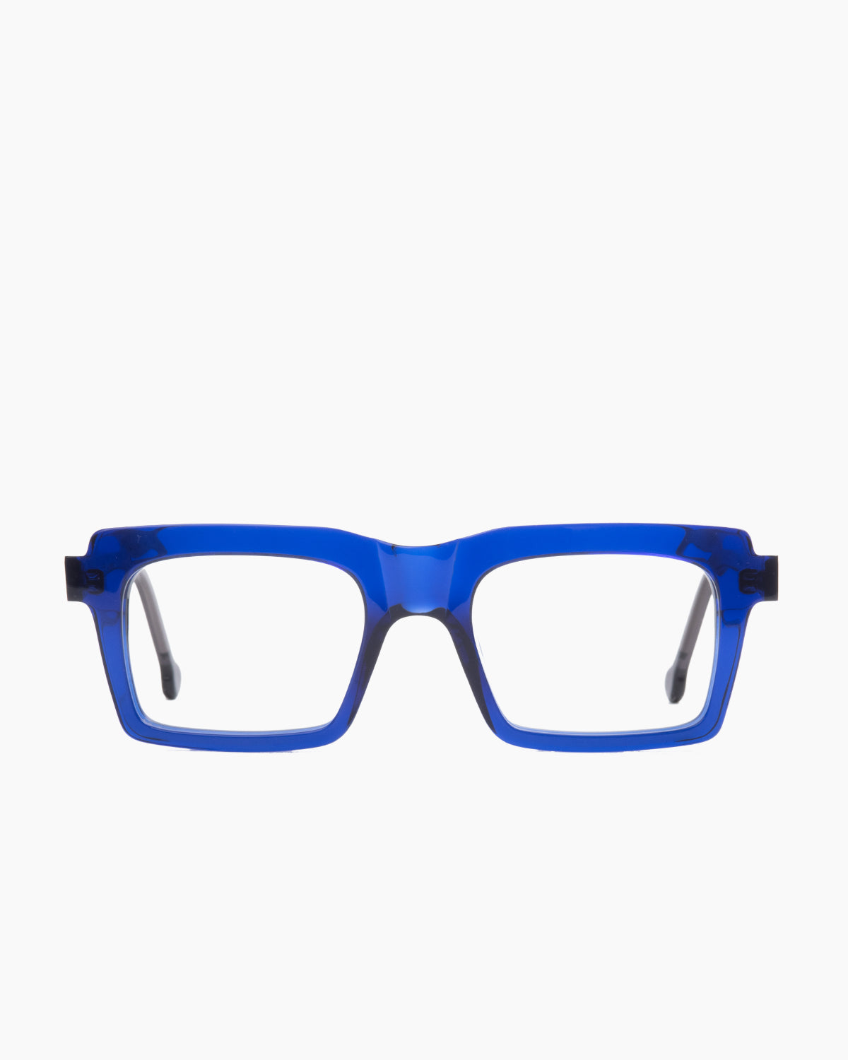 blue plastic rectangle eyeglasses by Marie-Sophie Dion model Jofa, front view, lunettes de vue rectangle couleur Bleu