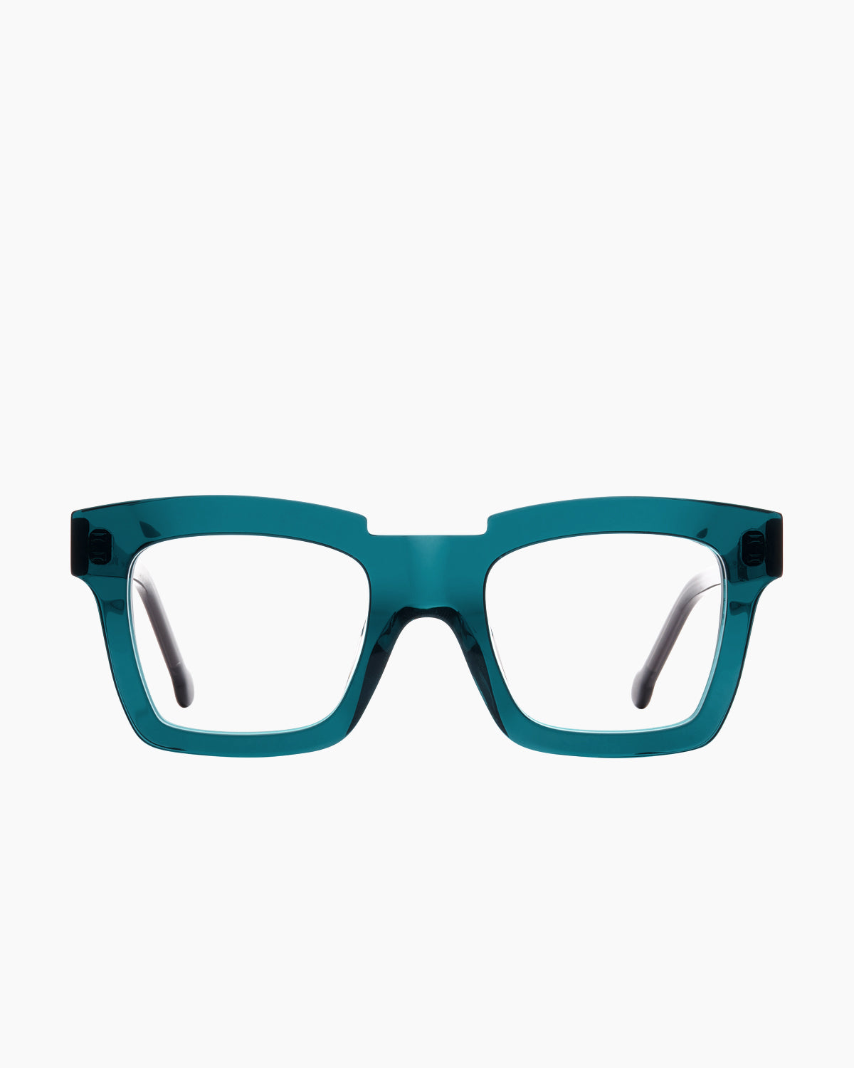 green plastic rectangle eyeglasses by Marie-Sophie Dion model Willard, front view, lunettes de vue rectangle couleur vert