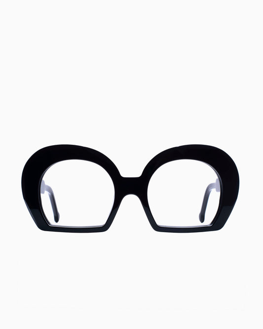 black plastic oval eyeglasses by Marie-Sophie Dion model Distasio, front view, lunettes de vue ovale couleur Noir