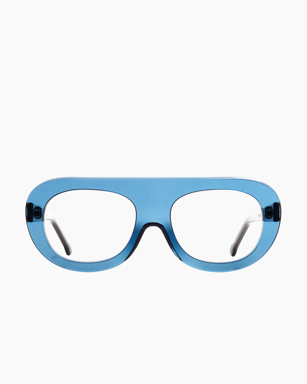 blue plastic aviator eyeglasses by Marie-Sophie Dion model Brunelle, front view, lunettes de vue aviateur couleur bleu