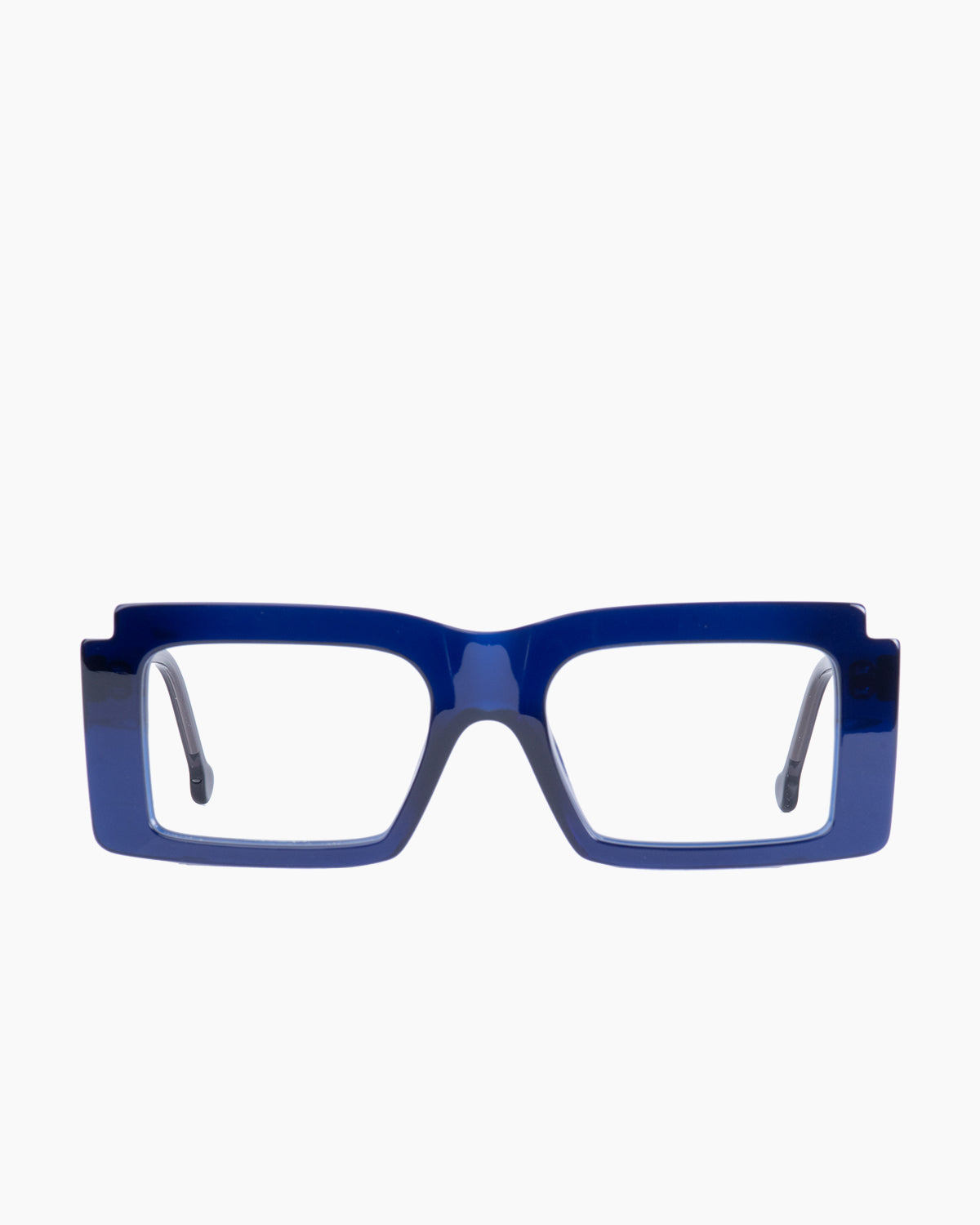 blue plastic rectangle eyeglasses by Marie-Sophie Dion model Léveillé, front view, lunettes de vue rectangle couleur Bleu