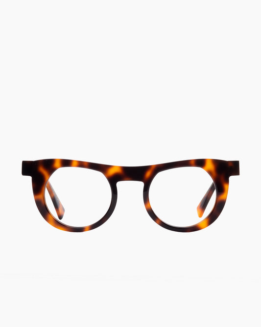 tortoise plastic round eyeglasses by Gamine model Boavista, front view, lunettes de vue rond couleur écaille de tortue