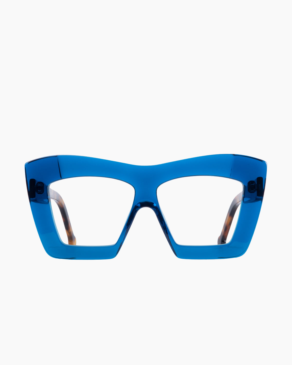 blue plastic rectangle eyeglasses by Marie-Sophie Dion model Archer, front view, lunettes de vue rectangle couleur Bleu