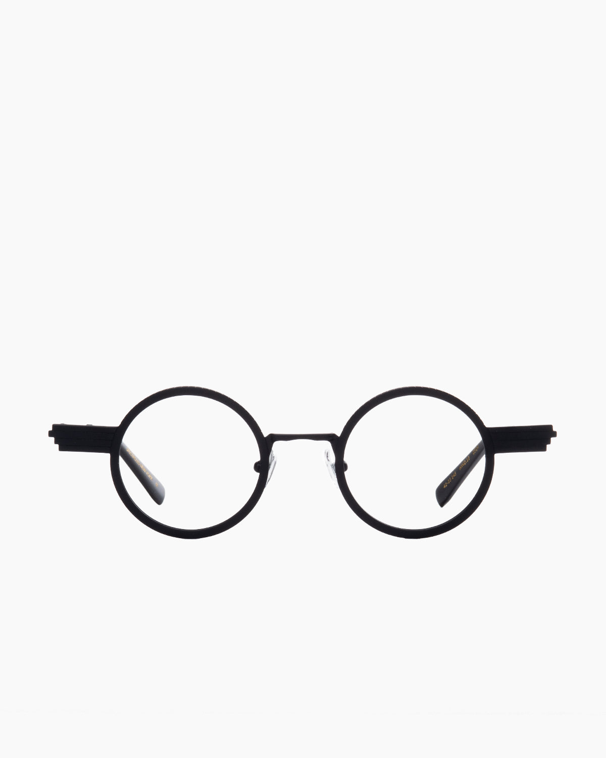 black metal round eyeglasses by Gamine model Hollywood, front view, lunettes de vue rond couleur noir