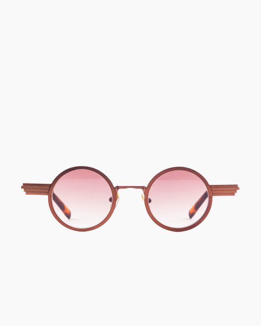 brown metal round  sunglassesby Gamine model Hollywood, front view, lunettes de vue rond couleur brun