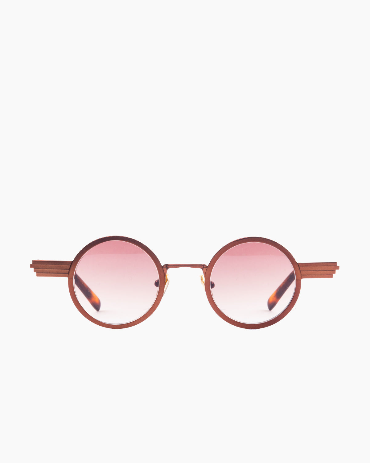 brown metal round  sunglassesby Gamine model Hollywood, front view, lunettes de vue rond couleur brun