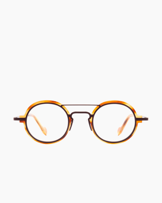 tortoise metal oval eyeglasses by Anne et Valentin model M16, front view, lunettes de vue ovale couleur écaille de tortue