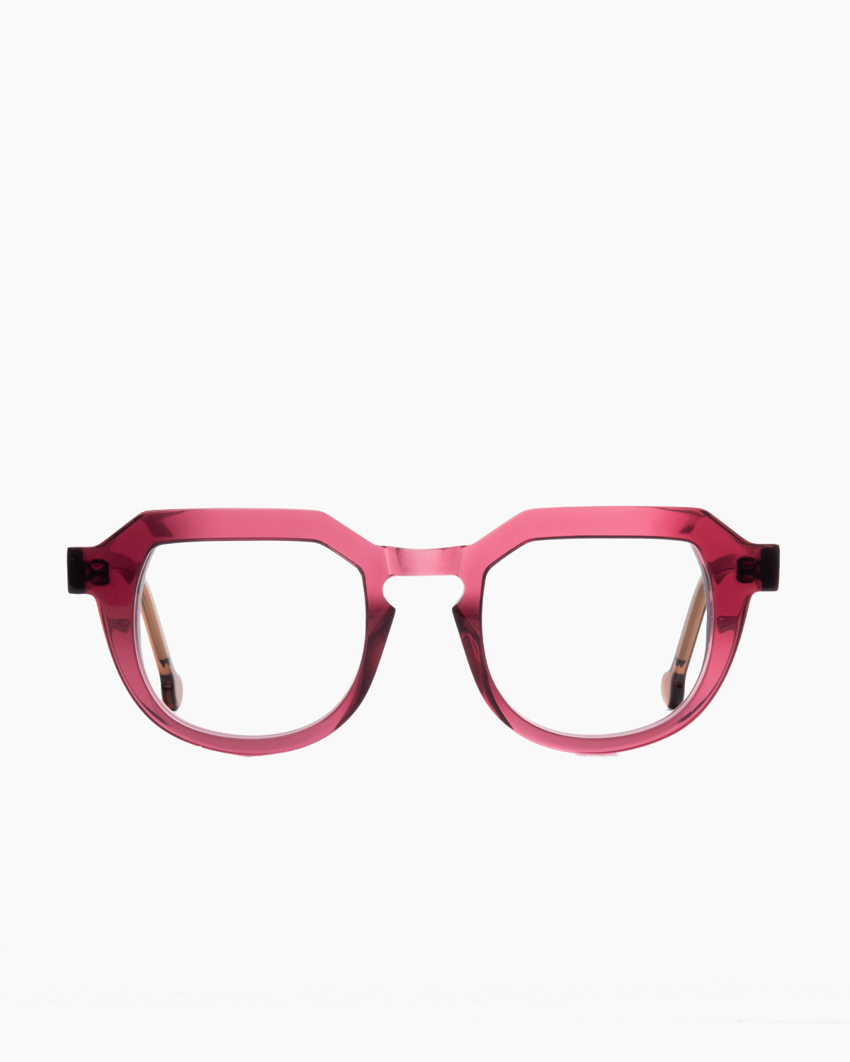 purple plastic round eyeglasses by Marie-Sophie Dion model Galviston, front view, lunettes de vue rond couleur violet
