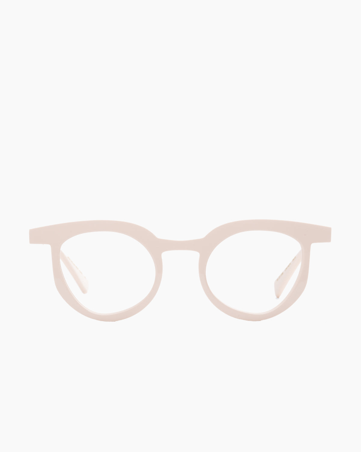 beige plastic cat eyeglasses by Gamine model st jean cap ferrat, front view, lunettes de vue chat couleur beige