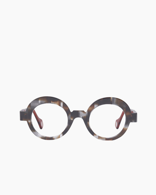 tortoise plastic round eyeglasses by Anne et Valentin model broadway, front view, lunettes de vue rond couleur Écaille de tortue