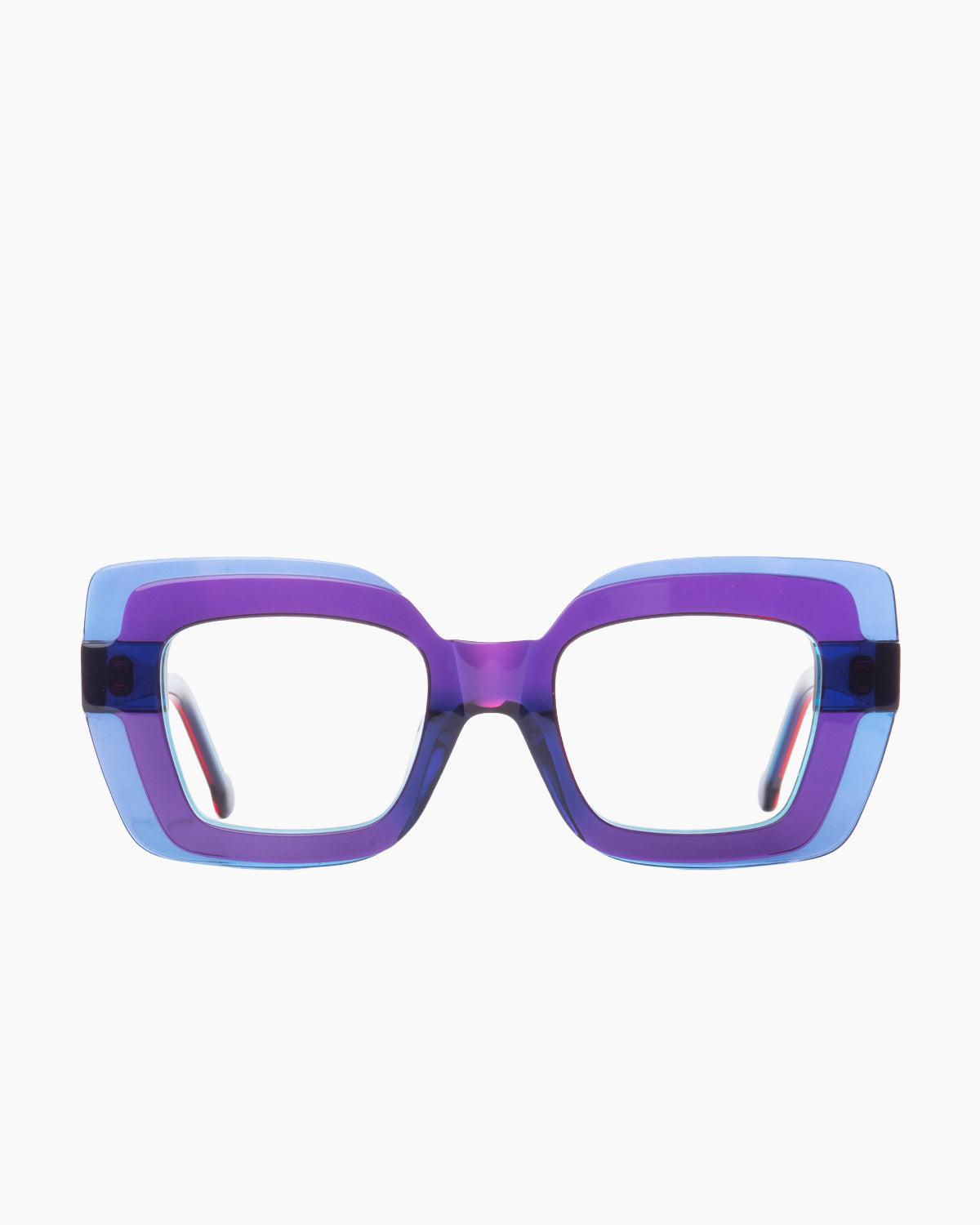 purple plastic butterfly eyeglasses by Marie-Sophie Dion model Wells, front view, lunettes de vue papillon couleur violet