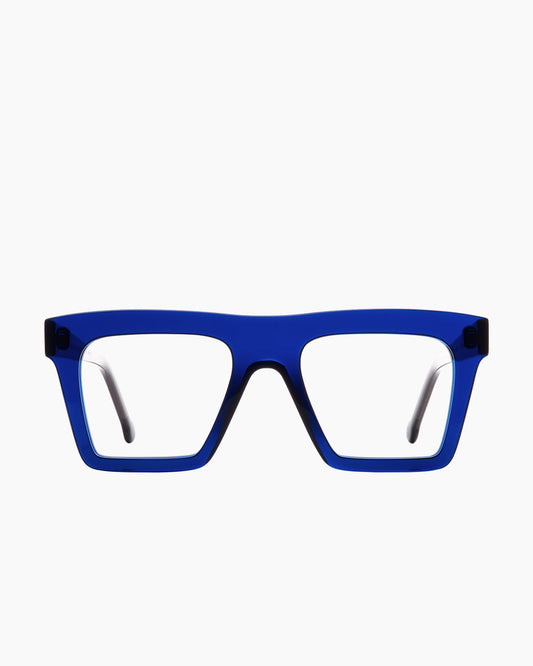 blue plastic rectangle eyeglasses by Marie-Sophie Dion model Bond, front view, lunettes de vue rectangle couleur bleu