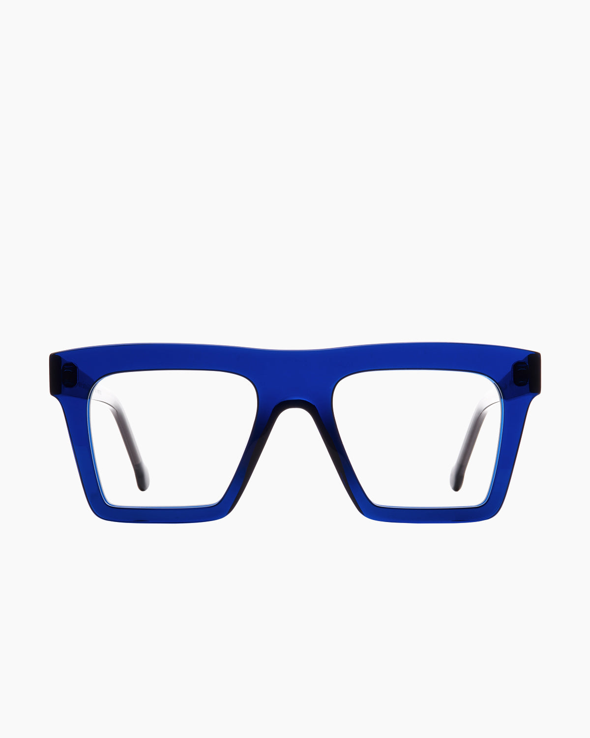 blue plastic rectangle eyeglasses by Marie-Sophie Dion model Bond, front view, lunettes de vue rectangle couleur bleu