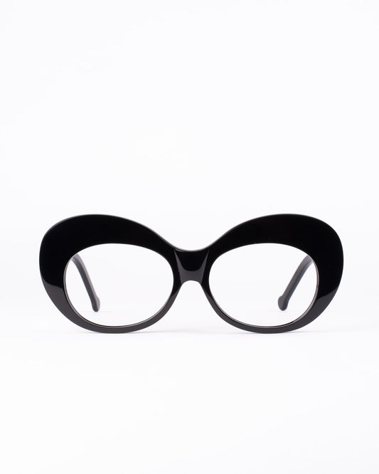black plastic oval eyeglasses by Marie-Sophie Dion model Morin, front view, lunettes de vue ovale couleur Noir
