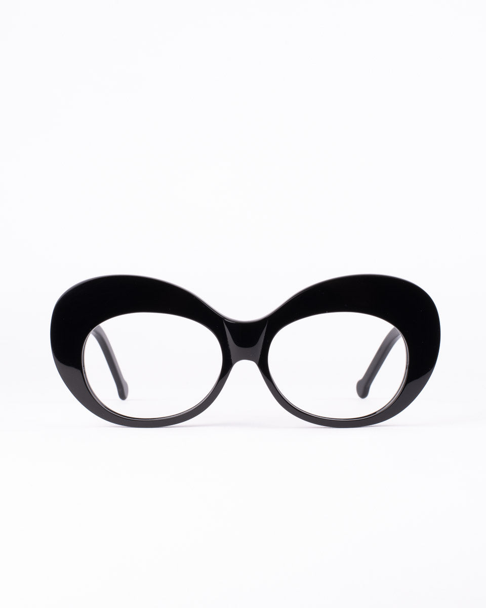 black plastic oval eyeglasses by Marie-Sophie Dion model Morin, front view, lunettes de vue ovale couleur Noir
