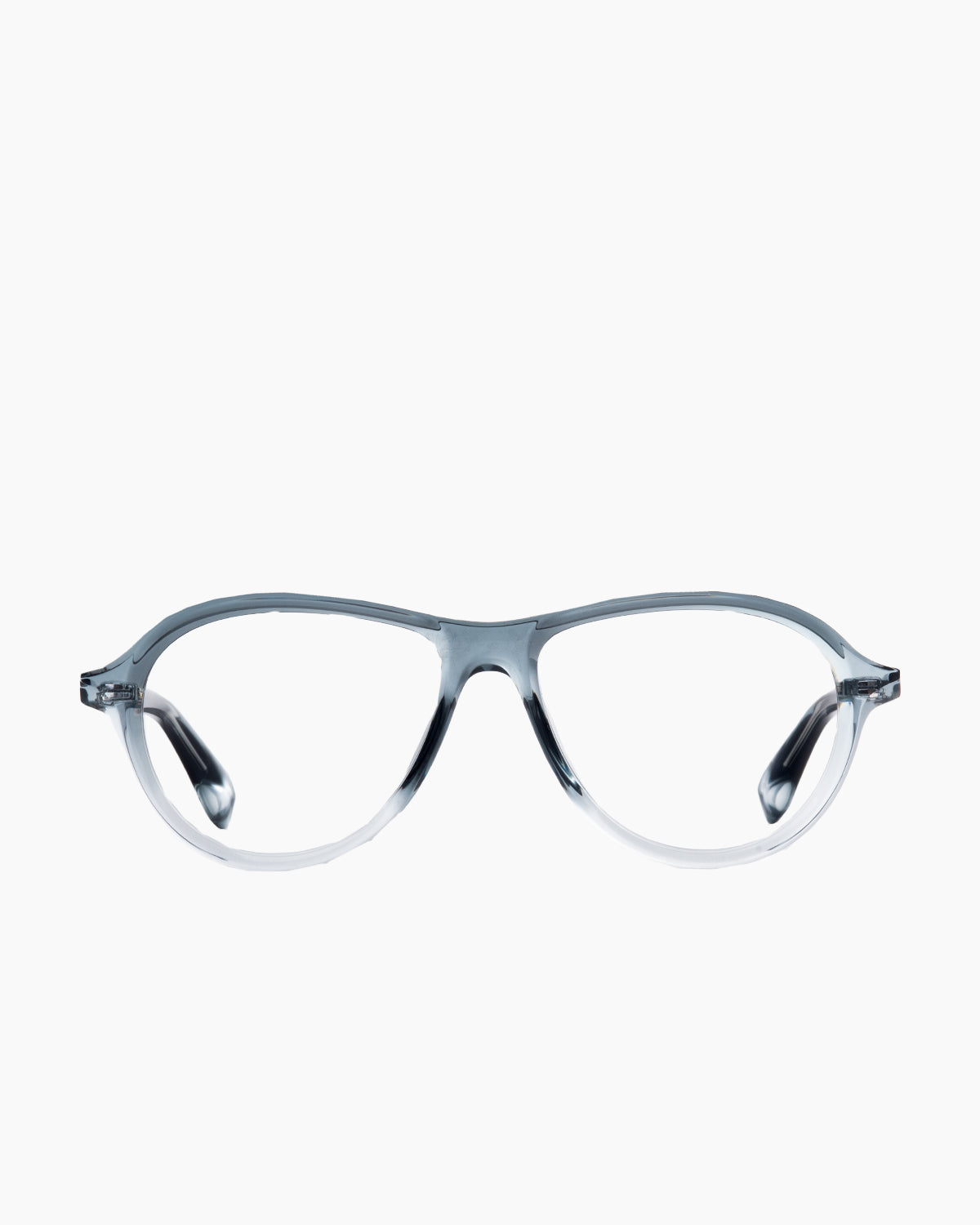 grey plastic aviator eyeglasses by Theo model Aube, front view, lunettes de vue aviateur couleur gris