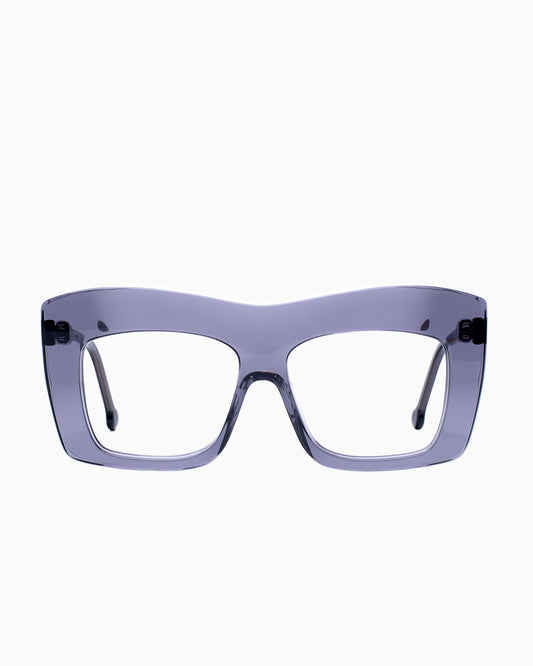 grey plastic rectangle eyeglasses by Marie-Sophie Dion model Arseneau, front view, lunettes de vue rectangle couleur Gris