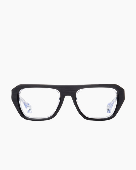 black plastic rectangle eyeglasses by Blake Kuwahara model BK1033, front view, lunettes de vue rectangle couleur noir