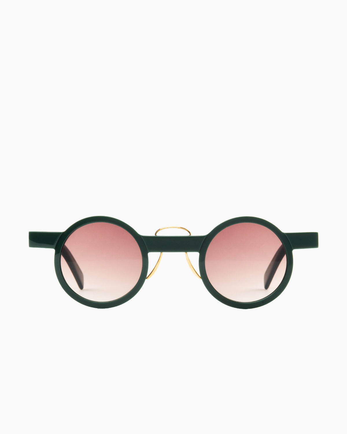 green plastic round  sunglassesby Gamine model Fushimi, front view, lunettes de vue rond couleur vert
