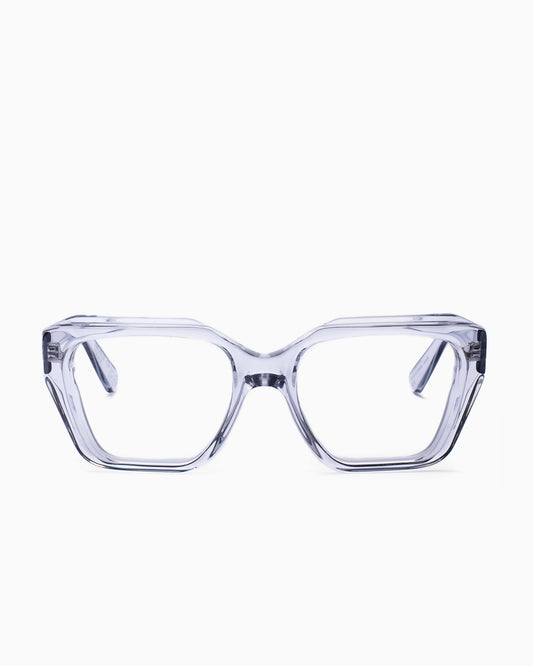 silver plastic rectangle eyeglasses by Kirk&Kirk model Neville, front view, lunettes de vue rectangle couleur argent