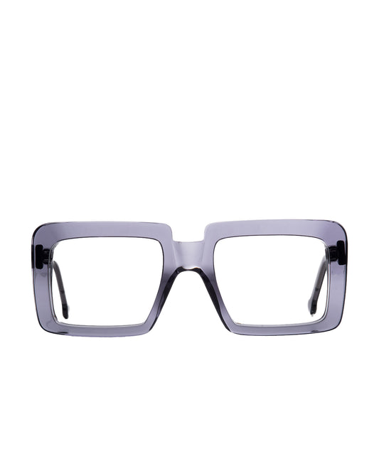 grey plastic rectangle eyeglasses by Marie-Sophie Dion model Anto, front view, lunettes de vue rectangle couleur Gris