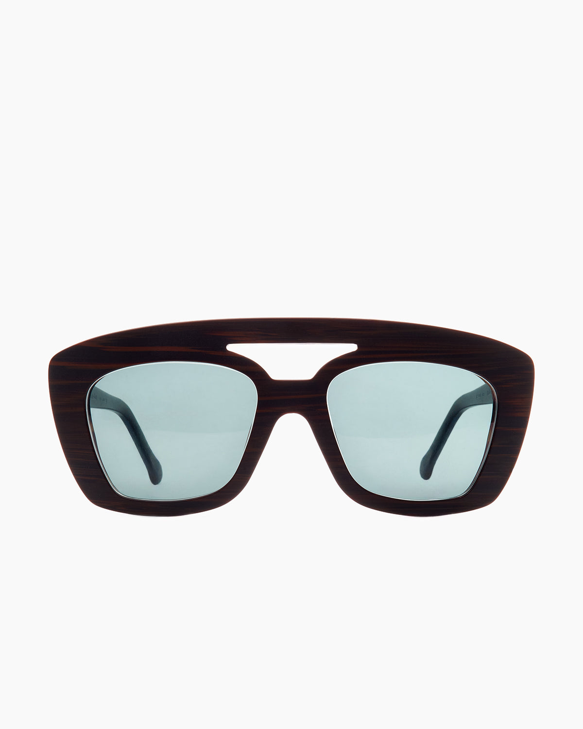 brown plastic aviator  sunglassesby Marie-Sophie Dion model Nelsonp, front view, lunettes de vue aviateur couleur brun
