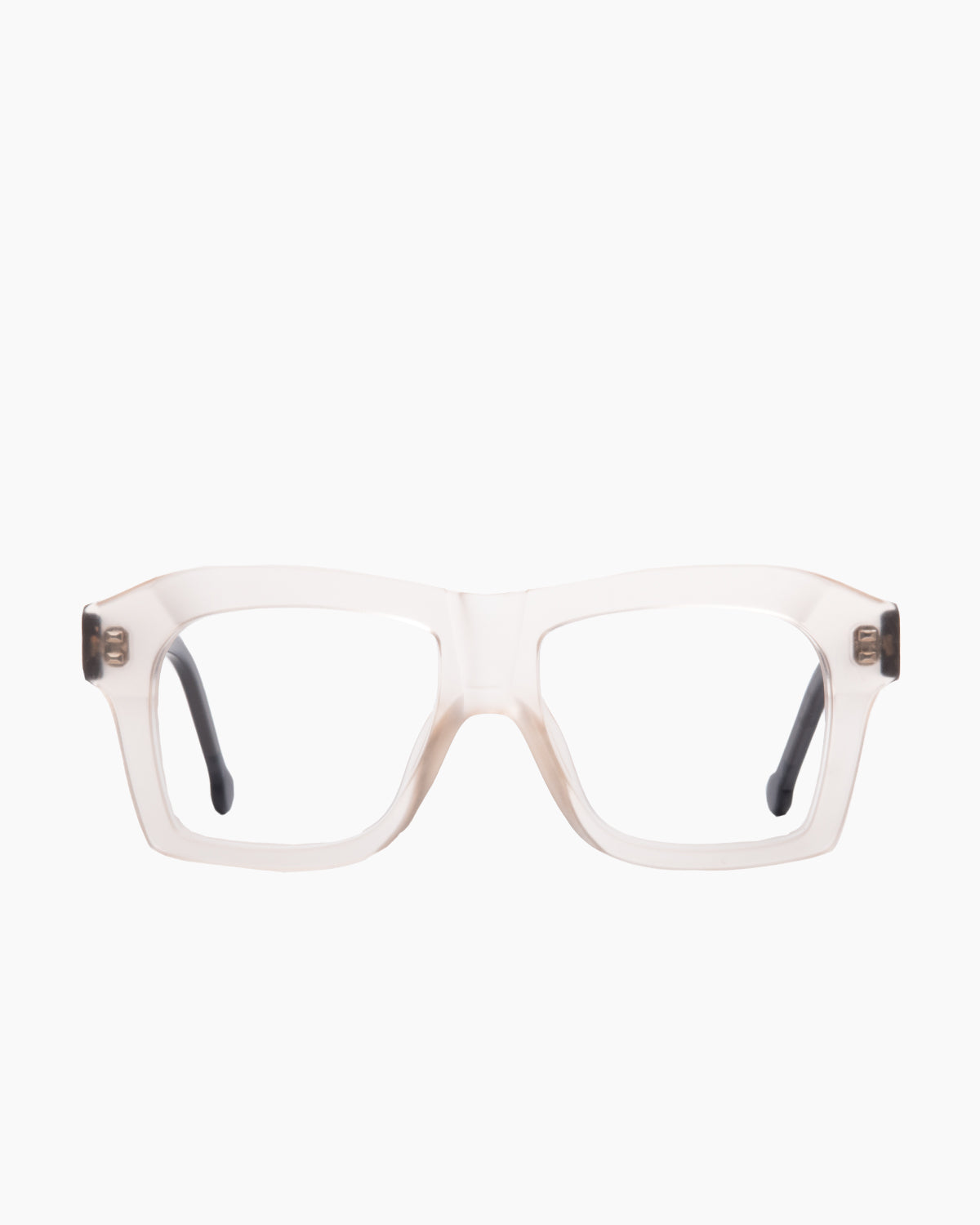pink, beige plastic rectangle eyeglasses by Marie-Sophie Dion model Dussault, front view, lunettes de vue rectangle couleur rose, beige