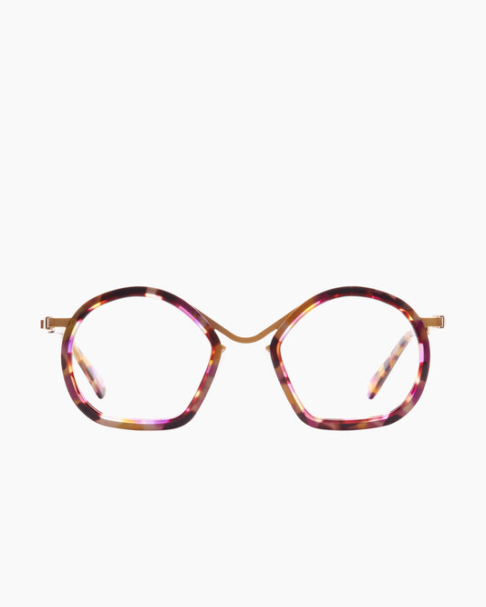 tortoise metal oval eyeglasses by Gamine model Lombard Street, front view, lunettes de vue ovale couleur écaille de tortue