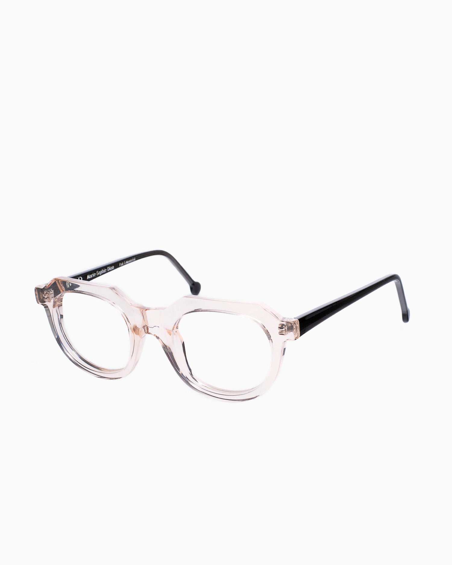 pink, beige plastic oval eyeglasses by Marie-Sophie Dion model Boutcheri4.0, front view, lunettes de vue ovale couleur rose, beige