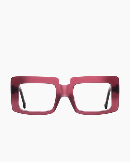 purple plastic rectangle eyeglasses by Marie-Sophie Dion model SaintPierre, front view, lunettes de vue rectangle couleur violet