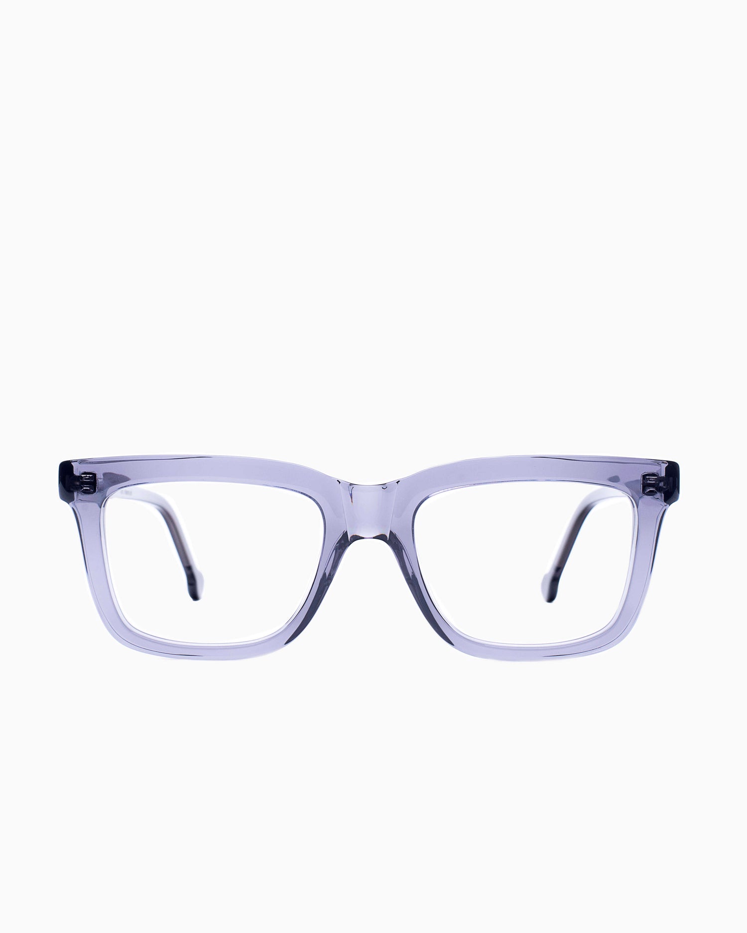 grey plastic rectangle eyeglasses by Marie-Sophie Dion model Laflamme, front view, lunettes de vue rectangle couleur Gris