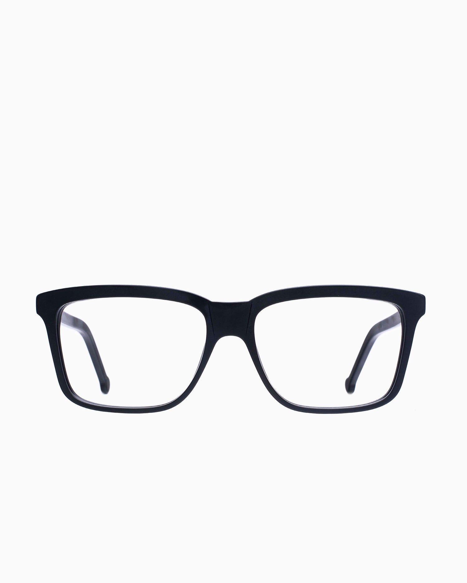 black plastic rectangle eyeglasses by Marie-Sophie Dion model Vinci, front view, lunettes de vue rectangle couleur Noir