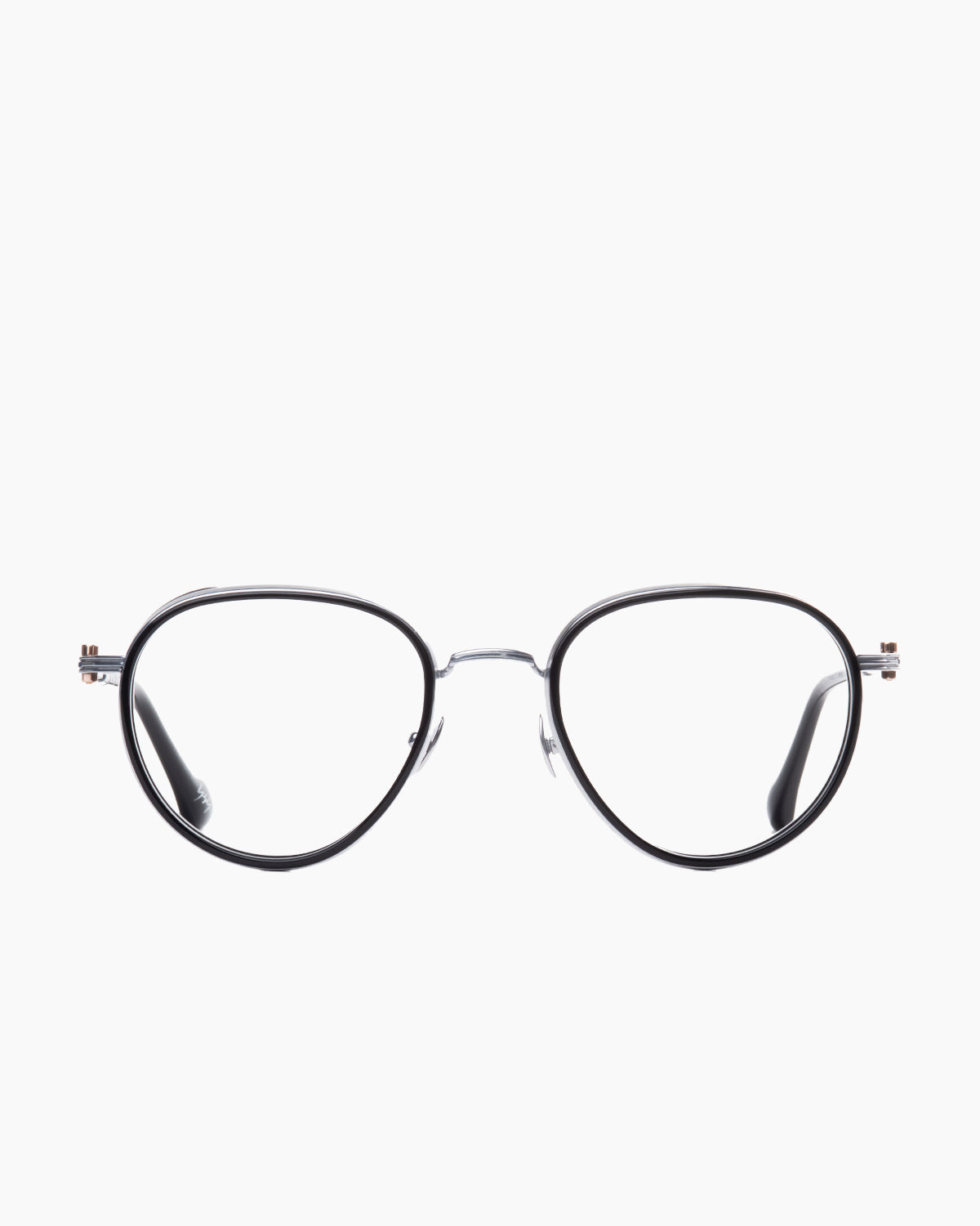 silver metal aviator eyeglasses by Yohji Yamamoto model Look023, front view, lunettes de vue aviateur couleur argent