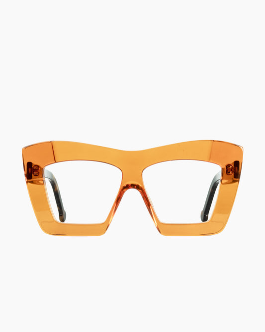 orange plastic rectangle eyeglasses by Marie-Sophie Dion model Archer, front view, lunettes de vue rectangle couleur Orange