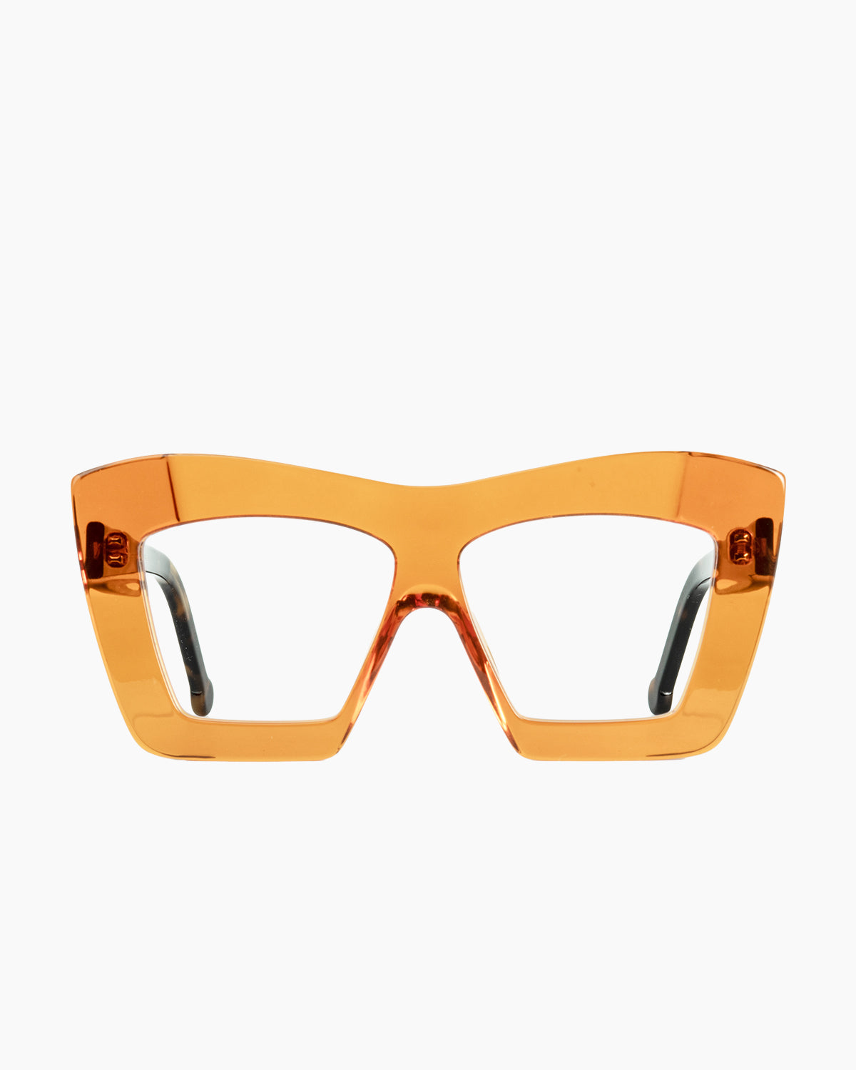orange plastic rectangle eyeglasses by Marie-Sophie Dion model Archer, front view, lunettes de vue rectangle couleur Orange