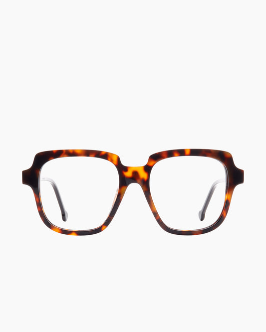 tortoise plastic rectangle eyeglasses by Marie-Sophie Dion model Andrews, front view, lunettes de vue rectangle couleur écaille de tortue