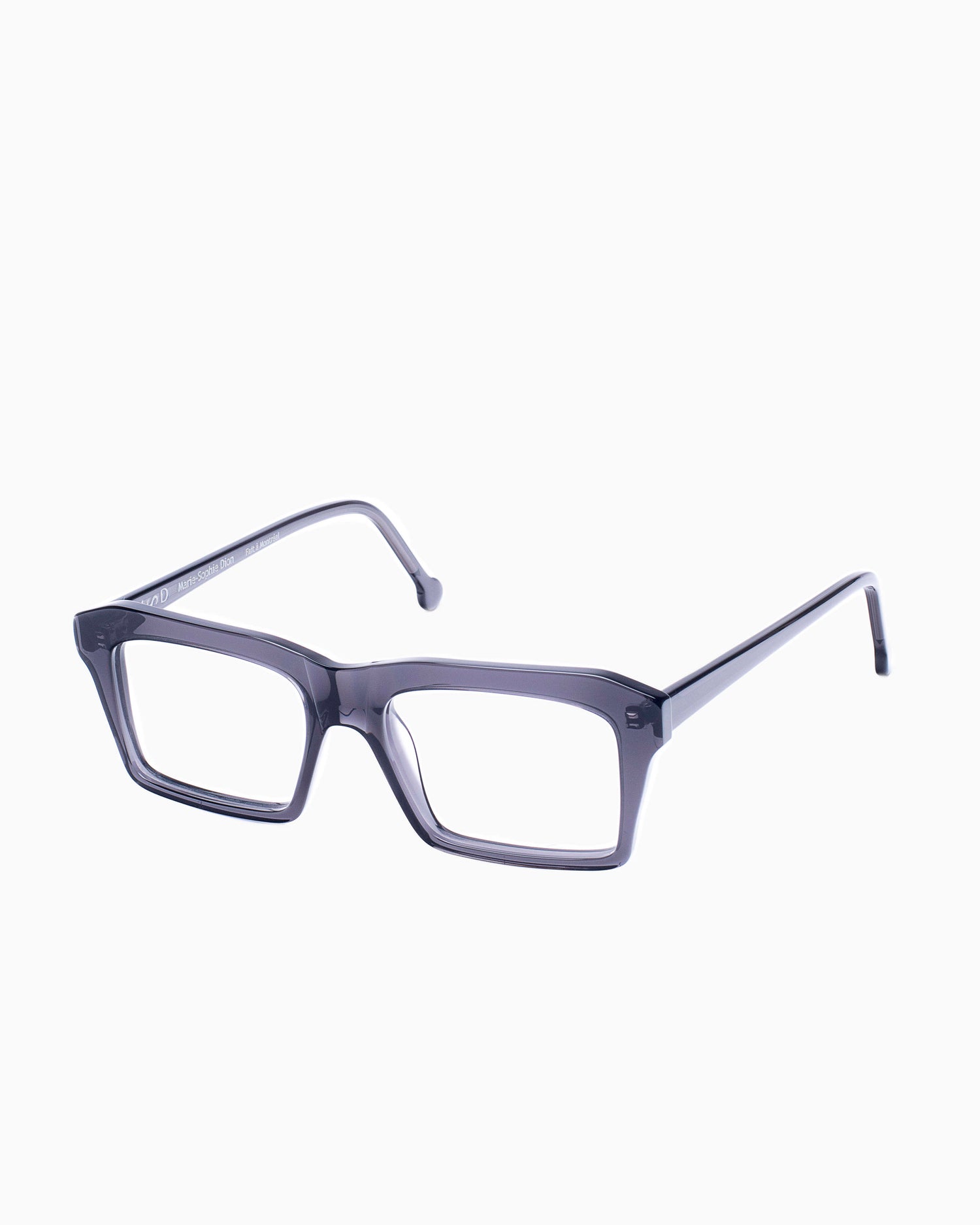 grey plastic rectangle eyeglasses by Marie-Sophie Dion model Kirk, front view, lunettes de vue rectangle couleur Gris
