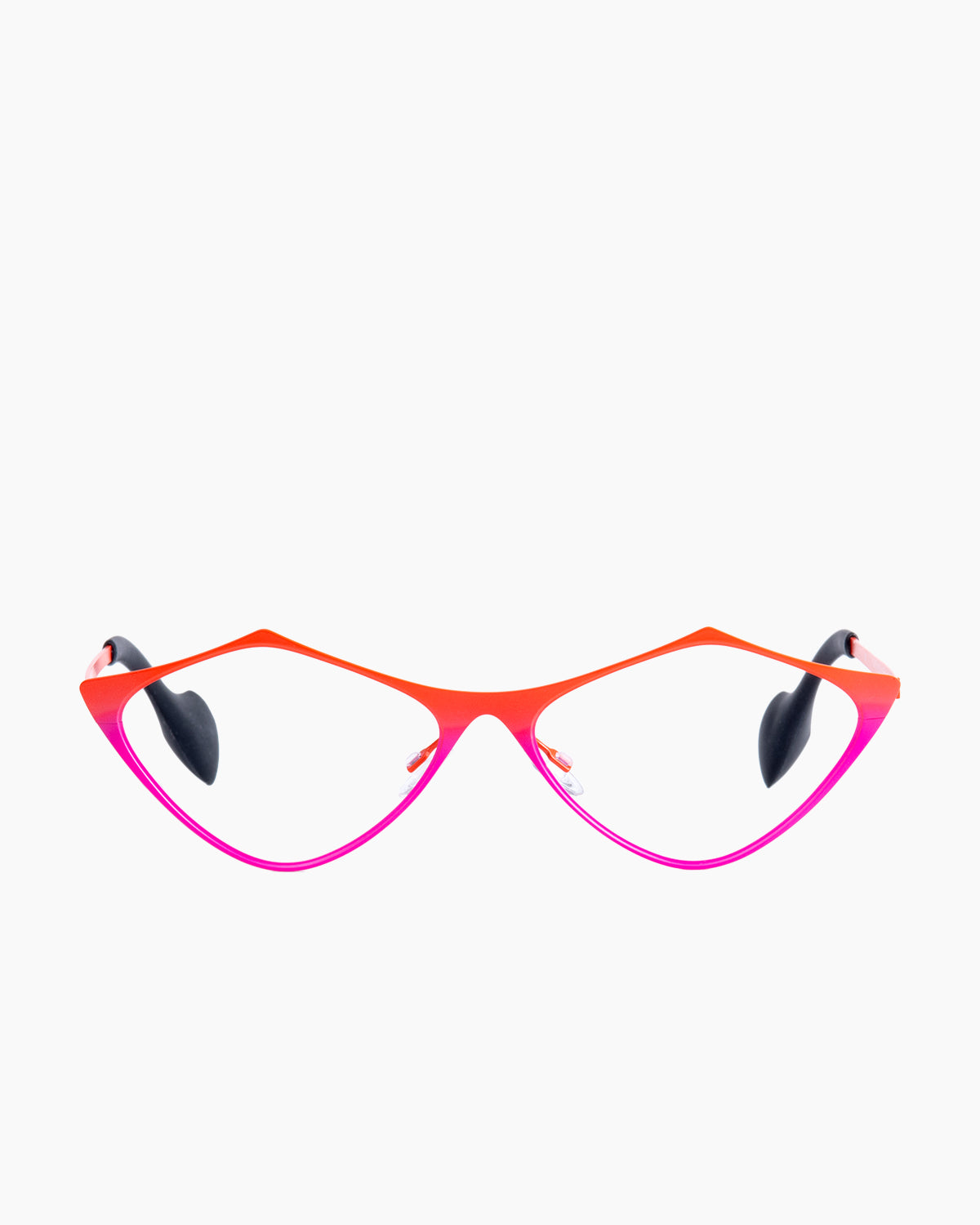 pink metal triangle eyeglasses by Theo model TOTTORI, front view, lunettes de vue  couleur Rose