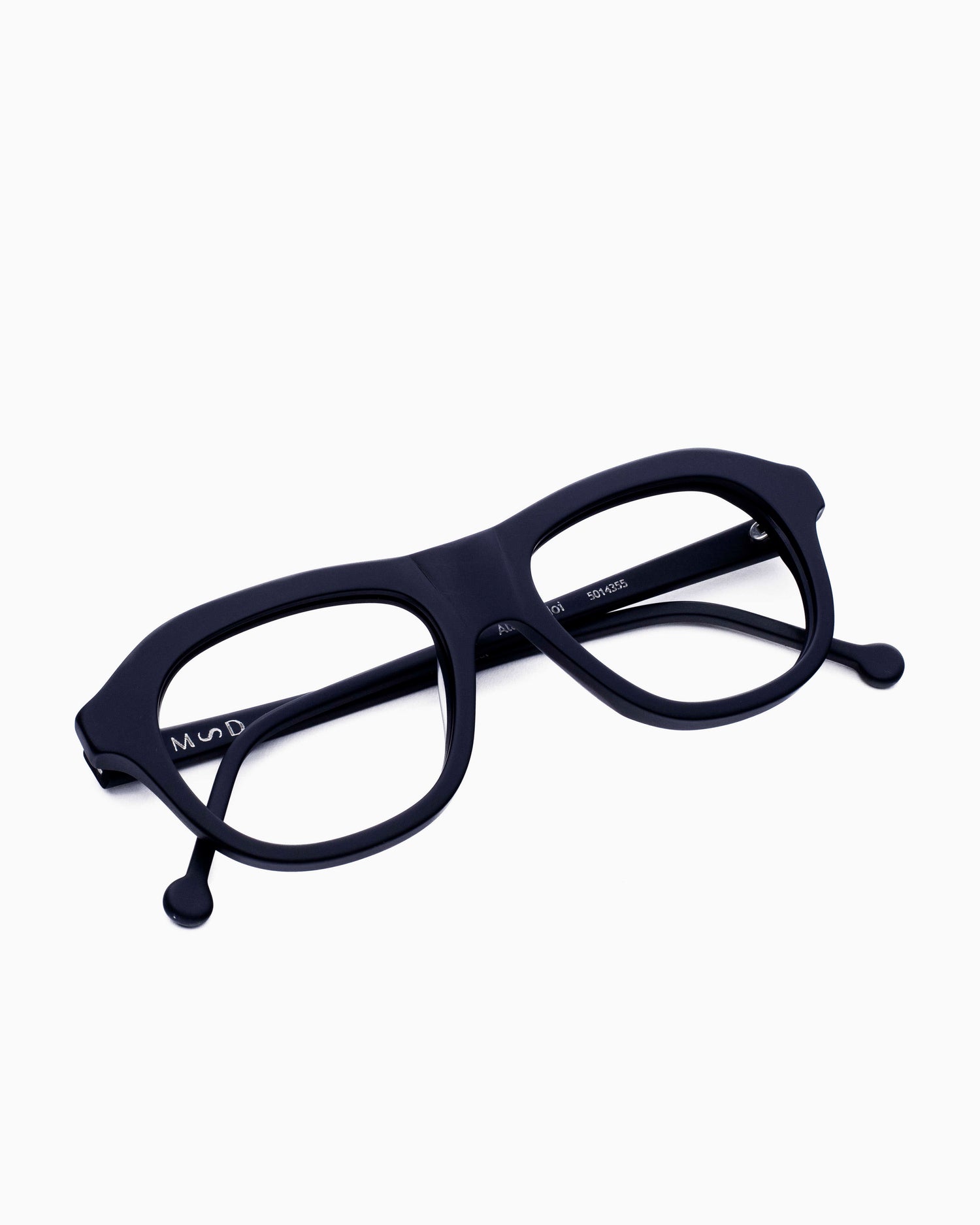 black plastic aviator eyeglasses by Marie-Sophie Dion model Alain, front view, lunettes de vue aviateur couleur Noir