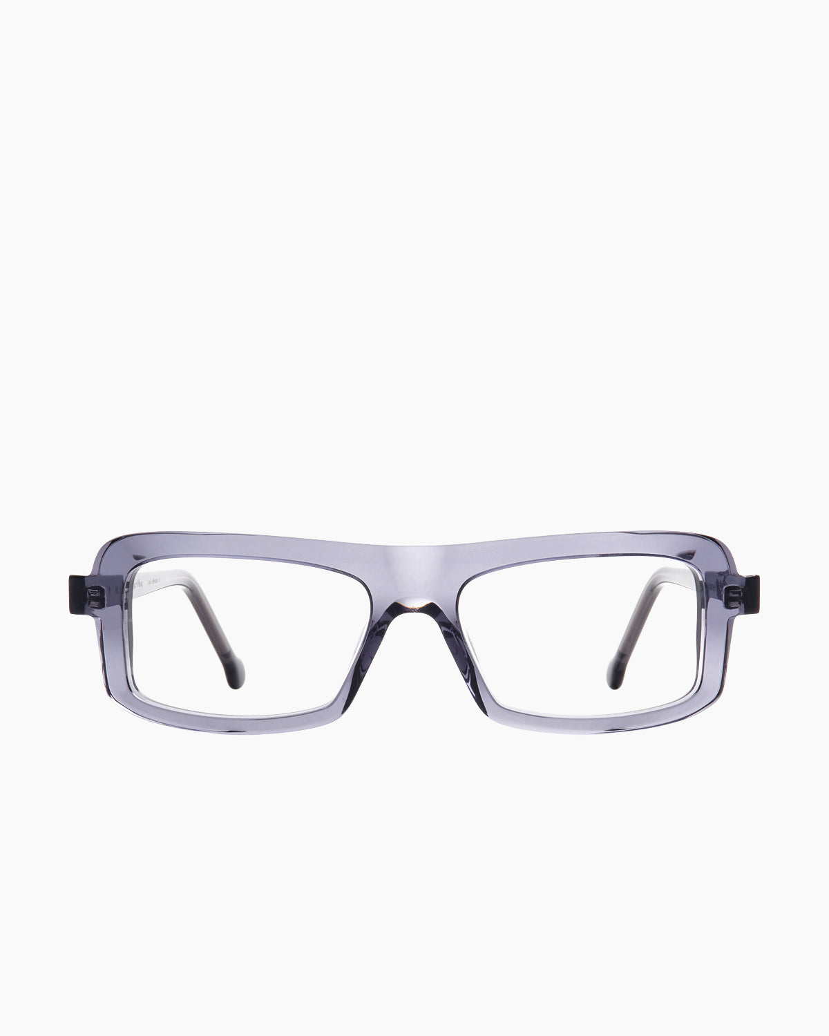 grey plastic rectangle eyeglasses by Marie-Sophie Dion model Antonelli, front view, lunettes de vue rectangle couleur gris