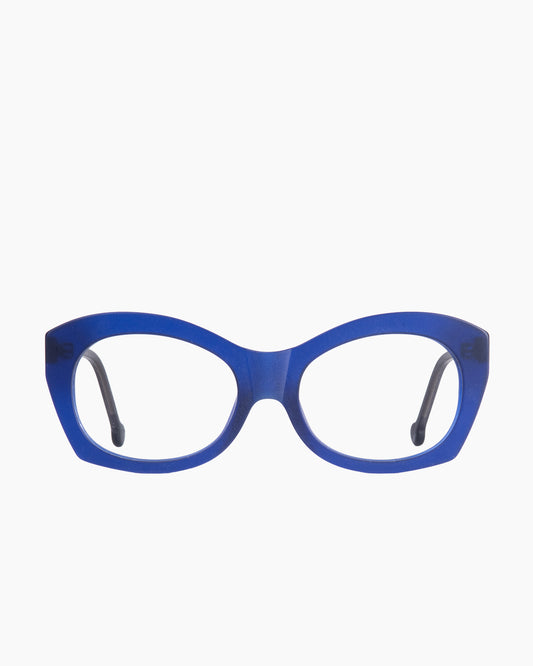 blue plastic oval eyeglasses by Marie-Sophie Dion model Arpin, front view, lunettes de vue ovale couleur Bleu