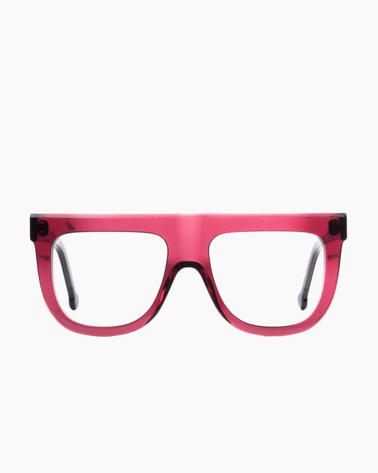 purple plastic aviator eyeglasses by Marie-Sophie Dion model Bay, front view, lunettes de vue aviateur couleur violet