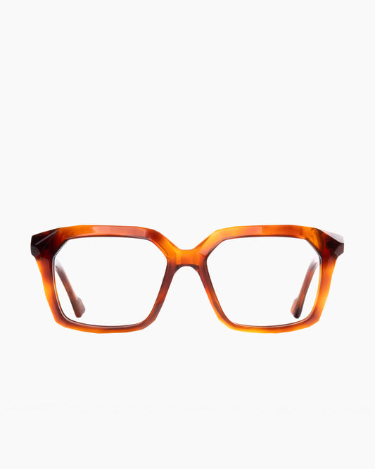brown plastic rectangle eyeglasses by Yohji Yamamoto model Look019, front view, lunettes de vue rectangle couleur brun