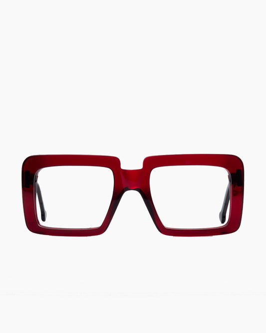 burgundy plastic rectangle eyeglasses by Marie-Sophie Dion model Anto, front view, lunettes de vue rectangle couleur bourgogne
