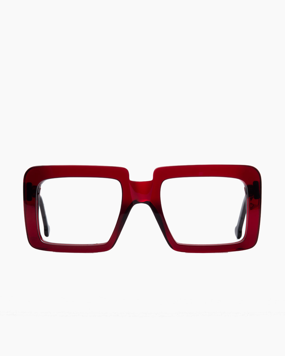 burgundy plastic rectangle eyeglasses by Marie-Sophie Dion model Anto, front view, lunettes de vue rectangle couleur bourgogne