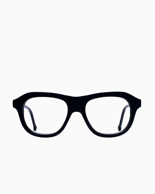 black plastic aviator eyeglasses by Marie-Sophie Dion model Alain, front view, lunettes de vue aviateur couleur Noir