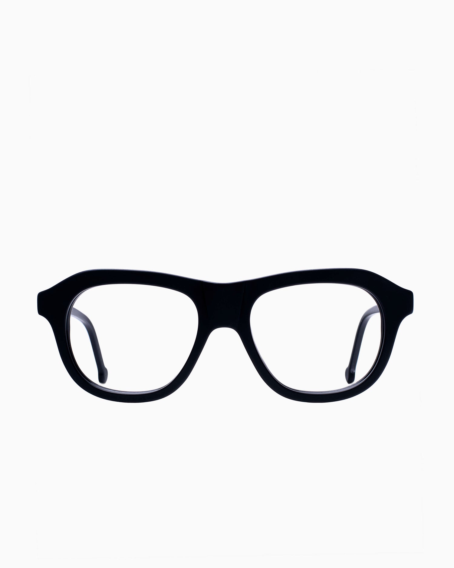 black plastic aviator eyeglasses by Marie-Sophie Dion model Alain, front view, lunettes de vue aviateur couleur Noir