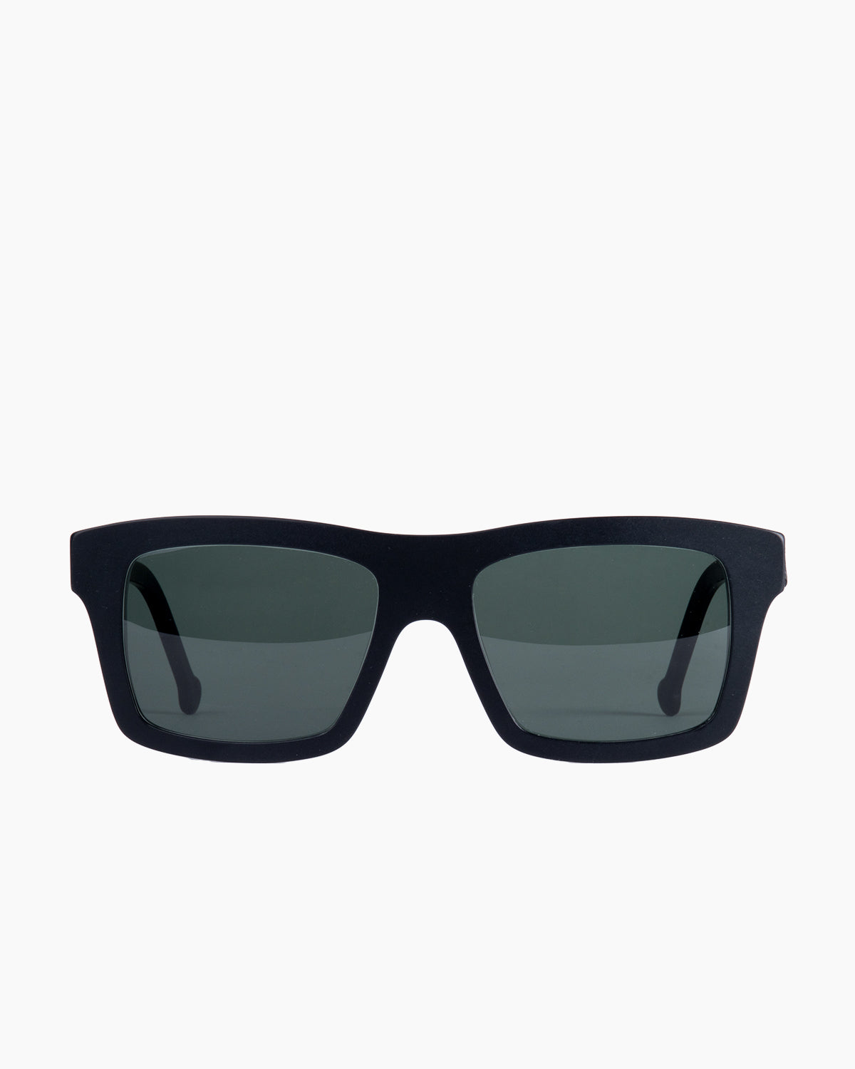 black plastic rectangle  sunglassesby Marie-Sophie Dion model HeraldSp, front view, lunettes de vue rectangle couleur Noir
